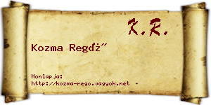 Kozma Regő névjegykártya